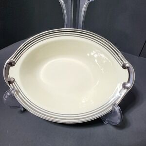 VTG Taylor Smith Taylor Serving Bowl/Relish Dish Cream Platinum Stripes